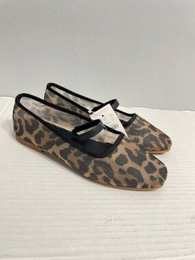 Crewcuts girl’s mesh ballet flats sheer leopard print